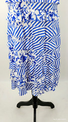 NEW Tango Mango Nautical Stripe Flower Cha Cha Ruffle Dress Blue White Size XL
