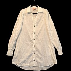 Show Me Your Mumu White Oversized Button Down Tunic Shirt Dress Smocked Cuff S
