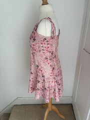 Pink Floral Strappy Short Summer Dress Size M