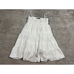 Zara Dress Womens XS White Tiered Mini Smocked Cotton Adjustable Straps Textured