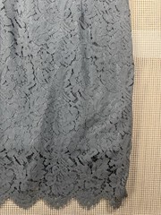 (671) MEROKEETY Women Lace Cocktail Dress Blue Gray Midi Sheath Size M NWT