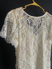 Vintage HW Collections Ivory Lace Sequin Drop Waist Dress Size 13-14