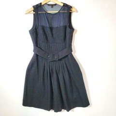 Classic Cynthia Steffe Gray Wool Tweed Intricately Woven Dress Size 6 Sheer