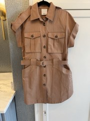 NWT ACLER Size 6 Delton Utility Shirt Dress Brown