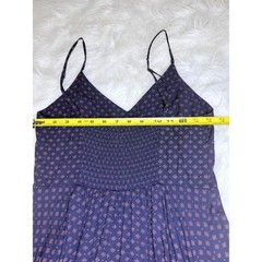 Gap Womens Navy Blue Geometric Diamond Print Smocked Back Cami Dress Small