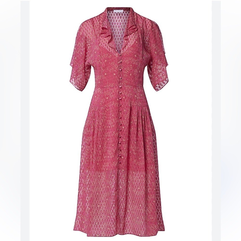 Equipment Samia silk floral ruffled button down midi long dress NWT size 6