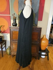 J Crew Long Black Linen Lined Maxi Dress Spaghetti Strap Small 50 inches long