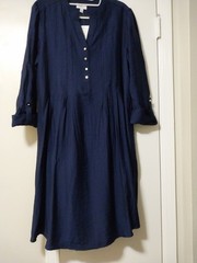Kim Rogers Dress Navy Roll Tab Sleeve Oversize Midi Women&rsquo;s Medium NWT