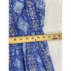 J. Crew Blue Coastal Midi dress with an all-over shell print 98% cotton Sz 2