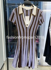 ZARA NEW WOMAN SHORT STRIPED POLO COLLAR DRESS BROWN BLUE S,M,L 8779/141/049