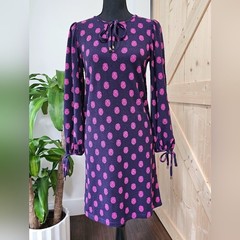 NIKKI Nikki Poulos Dark Purple With Pink Owl Print Dress. Size XS