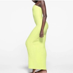 Skims Soft Lounge Strapless Dress Lemonade Knit Long Sleeveless Size S
