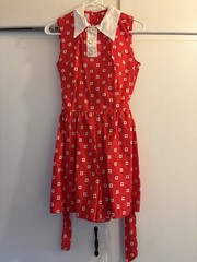 RARE VTG 1960’s Red Romper White Collar Set Byer California Size S