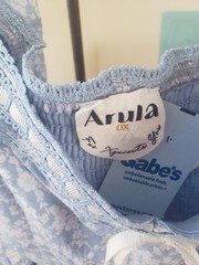 NWT Women&rsquo;s Arula Long Sleeve Romper, Light Blue with White Flowers, Size 0X