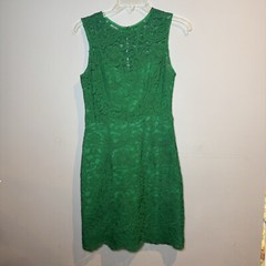 Alexia Admor Kelly Green Lace Sheath Dress Bows Small