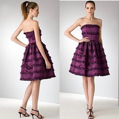 Betsey Johnson Strapless Cocktail Dress Purple Ruffled Mini size 2