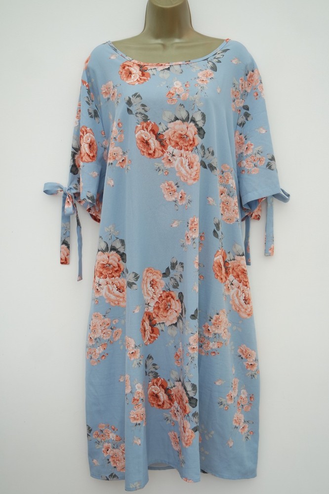 SHEIN LIGHT BLUE FLORAL SHIFT SUN DRESS SIZE 4XL 24