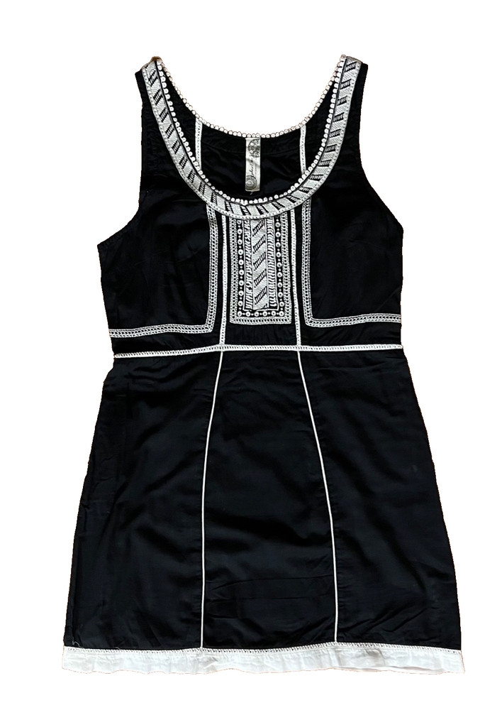 Free People Black and White Embroidered Dress Tunic Size S