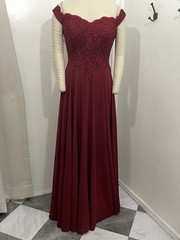 Cinderella Size XL long dark red evening dress Formal Party wedding cruise