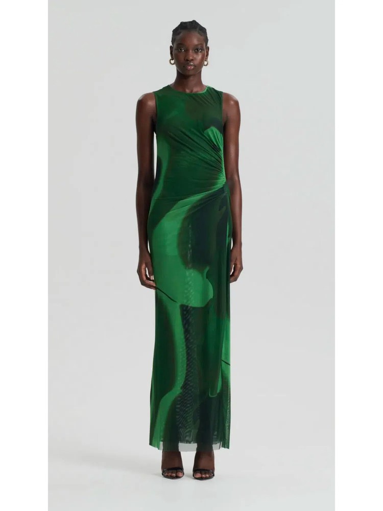 Scanlan Theodore Italian Watercolour Dress Safari Green Size AU 10