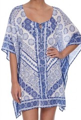 Camilla Franks Beach House Round Neck Short Lace Up Kaftan Dress OSFA NWT
