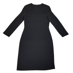 St John Knit Black 3/4 Sleeve Sheath Dress Size 4 Rayon Wool Blend