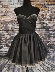 Betsey Johnson Black Tulle Bow Layered Strapless Sweetheart Knee Dress 6