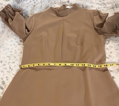 Tibi Dress Camel Long Sleeve Mock Neck Sz 10 Minimalist A-line