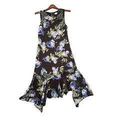 Calvin Klein Floral Handkerchief Midi Dress Sz 6 Bloomcore Boho Cottage Chiffon