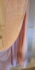 B. Darlin Juniors MEDIUM Sequin Open Back Long Dress LIGHT PINK Iridescent #NH25