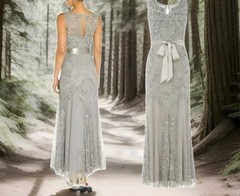 Lanamarie Ariella grey beaded lace 20s Gatsby Occasion wedding evening dress 8