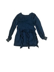 Tularosa Navy Tribal Blue Mini Ruffle V-neck Dress Small
