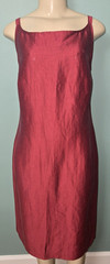 Max Mara Burgundy Linen Silk Blend Dress Made in Italy Size 14
