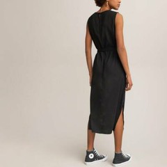 La Redoute Classy Chic LBD Shift Midi Dress Size 20 Draping Belted RRP £44