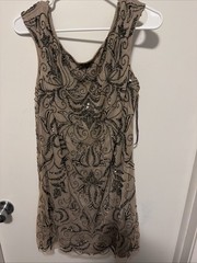 Adrianna Papell Beaded Mesh Cocktail Dress Women 14