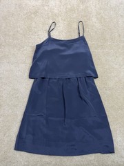 Madewell Silk Overlay Cami Dress Womens 2 Blue Adjustable Strap Lightweight