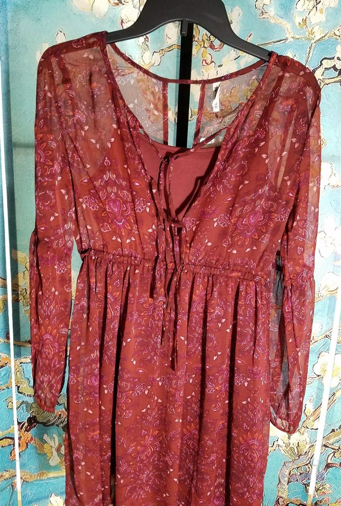 NWT Mudd Junior Tie Front Chiffon Dress, Size Medium, Retail $44.00