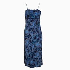 Spaghetti Strap Summer Midi Dress Green Paisley Pink Blue Sundress Medium, L, XL