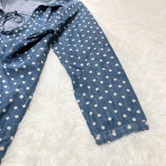 45R Indigo Dot Pattern Long Sleeve Cotton Dress Used