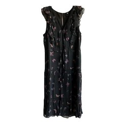 NWT Paige Black Butterfly Print Silk « Basil » Dress with Drawstring Waist size L