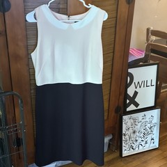 Tommy Hilfiger Colorblock Sheath Dress Sleeveless Knee White/Black 12