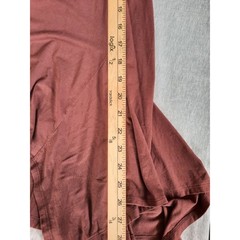 Peruvian Connection Women Large Mini Dress Choco Cotton Modal Pleated Round Neck