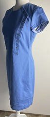 J. Mc Laughlin Cotton Stretch Button Detail Cornflower Blue Sz 4 Zip Up Dress
