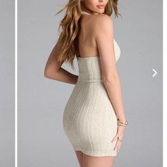 Medium Windsor Strolls In The Sand Halter Bodycon Mini Dress