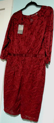 Womens Miusol Dress Lace Lined XXL Wine Zip 3/4 Sleeves V Neck