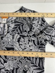 NWT Ruby Rd Womens Size M Black Textured Floral Dress 3/4 Ruffle Sleeve