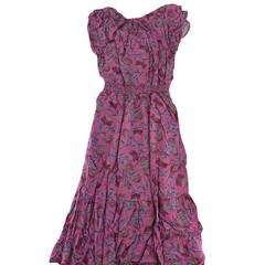 Destination 365 Regular Printed Shor Sleeve Midi Dress XXS Pink Floral Print