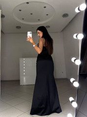 Black Maxi Dress with Beaded Embroidery XS-XL