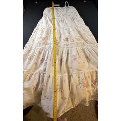 Universal Thread Floral Cotton Tiered Maxi Dress Cream Eyelet Lace Small NWT