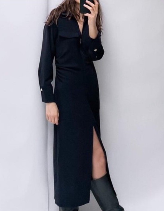 ZARA BASIC Womans Long Sleeve Long Tunic Shirt Dress Size XS (READ)